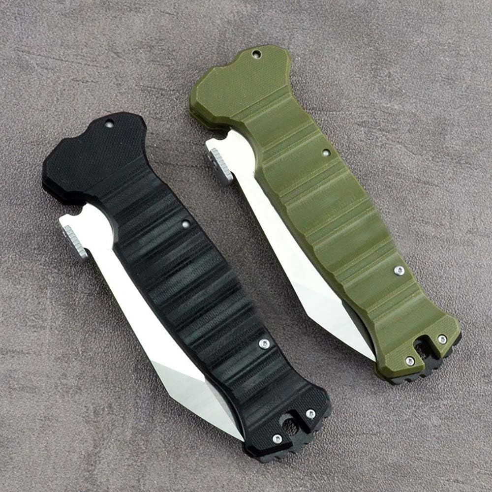 Klappmesser 9.45" robust taschenmesser aus edelstahl & G10 grün, CTS-XHP stahl klinge messer, Outdoor Edc Messer Survival Jagdmesser, tragbare campingmesser, Scharfes Einhandmesser tanto clip, groß