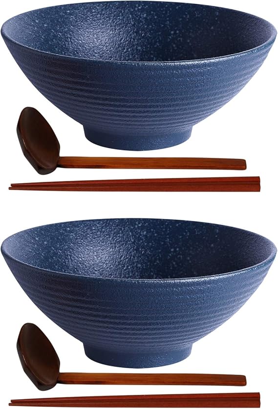 Kanwone Ceramic Japanese Ramen Bowl Set, Noodle Soup Bowls