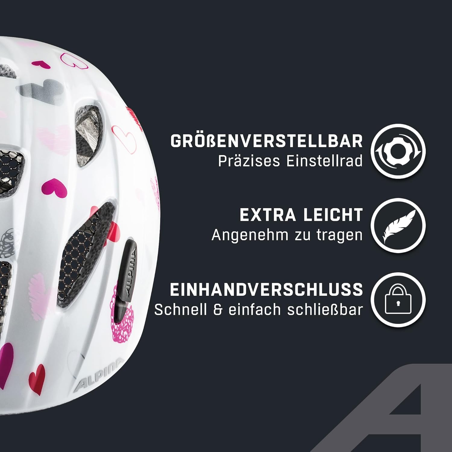 ALPINA XIMO Fahrradhelm, Kinder, white hearts, 45-49