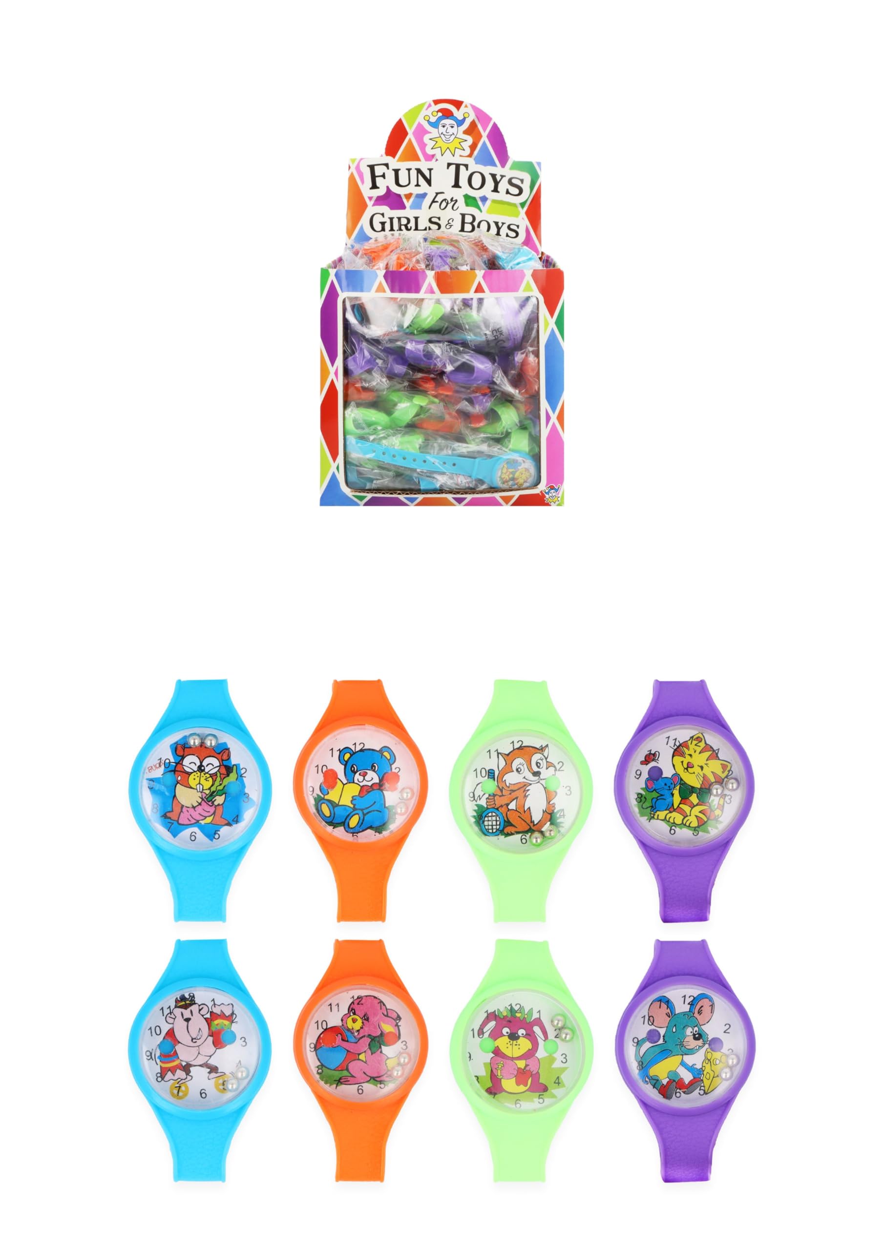 Henbrandt 12 x Children’s Puzzle Watches 4 Assorted Colours Ball Maze Game Fake Watch Toys Kids Party Favour Loot Bag Filler Lucky Dip for Boys and Girls