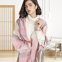 Vista 5 de Loritta Bufanda para mujer, chales largos a cuadros, para invierno, cálida, bufandas grandes, regalos