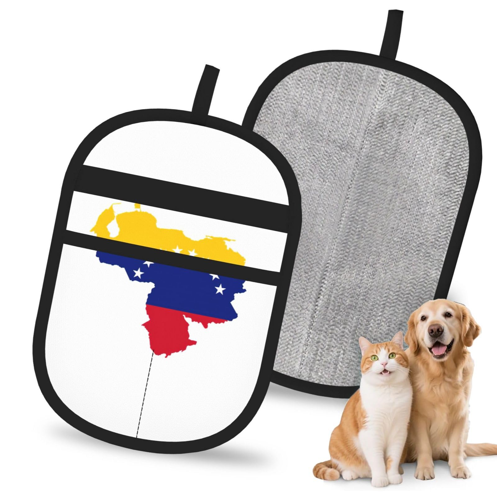 Venezuela Flag Print Pet Hair Remover Gloves Grooming Cleaning Accessory Reusable Deshedding Tool
