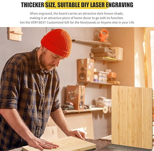 Miniatura 4 de Patelai 12 tablas de cortar de bambú gruesas para cortar madera a granel, manualidades sin terminar, para servir embutidos, para bricolaje, boda,