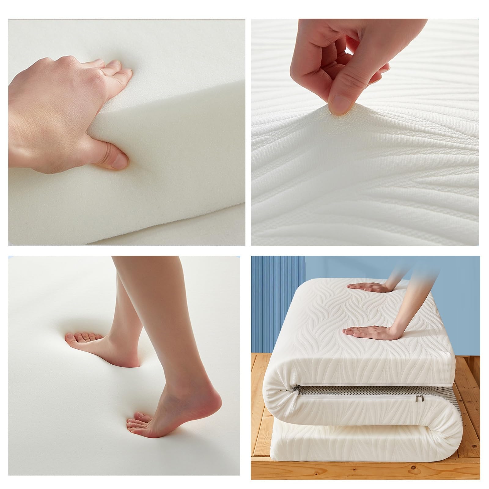 Stil Japanisches Bodenbett Faltbare Campingmatte Dünne Schaumstoffpolsterung für Wohnheim Gästebett Tragbare Schlaflösung (G,90x190x5cm)