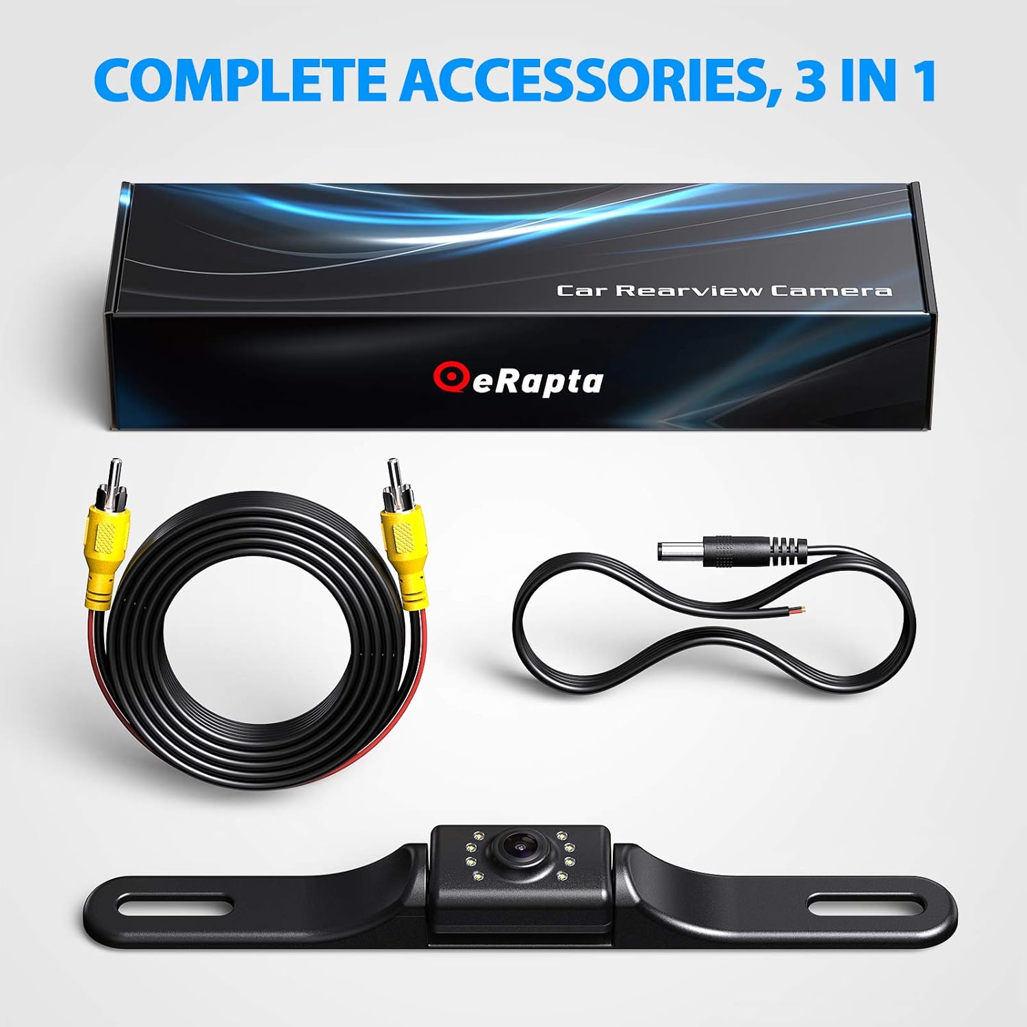 HD eRapta ERT01 Backup Camera Rear View License Plate Reverse Camera Universal for Pickup Truck Car SUV 149° Perfect Angle Night Vision 9 Level Waterproof 720 Image : Electronics