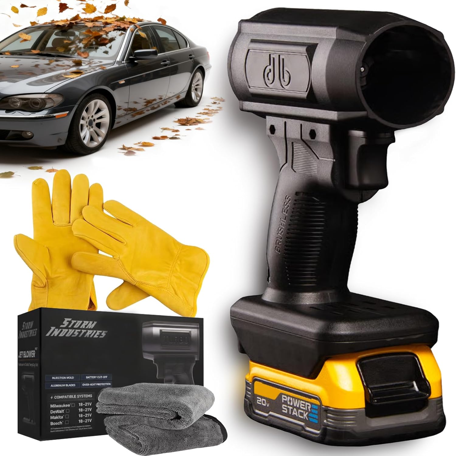 Jet Blower 2.0, Storm Industries Blower 2026 New, 160,000 RPM 200 Mph, Handheld Cordless Storm Car Dryer, Leaf Blower for Car, Patio, Snow, Lawn Dryer (for Dewalt)