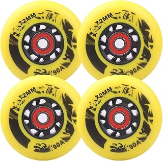 CUSMA Inline Skate Wheels 4 Pack, 90A Asphalt Outdoor Hockey Wheels with Bearings, Skates Replacement Wheels for Kids & Teens