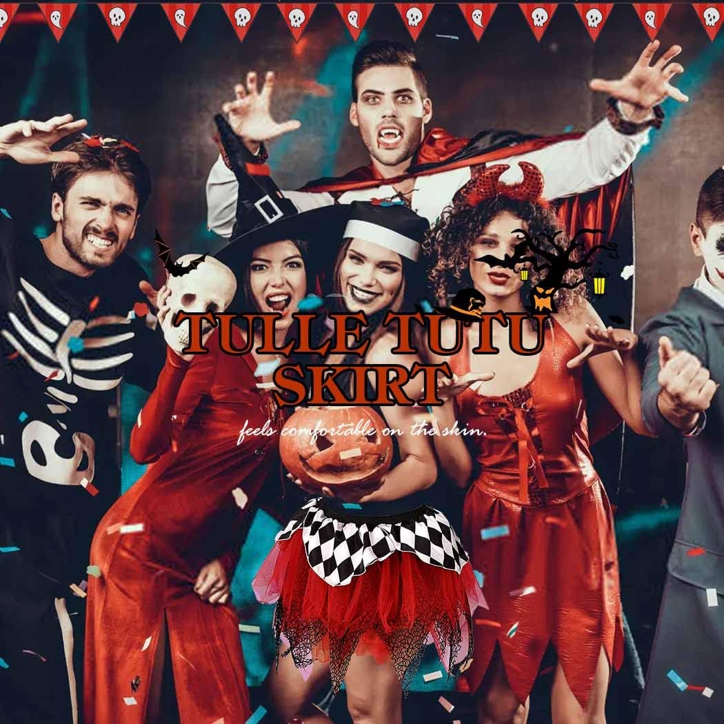 Miniatura 7 de Kakaco Falda tutú gótica de Halloween, tutús de tul en capas, falda tutú para cosplay, festival, actuación, tutús para mujeres y niñas