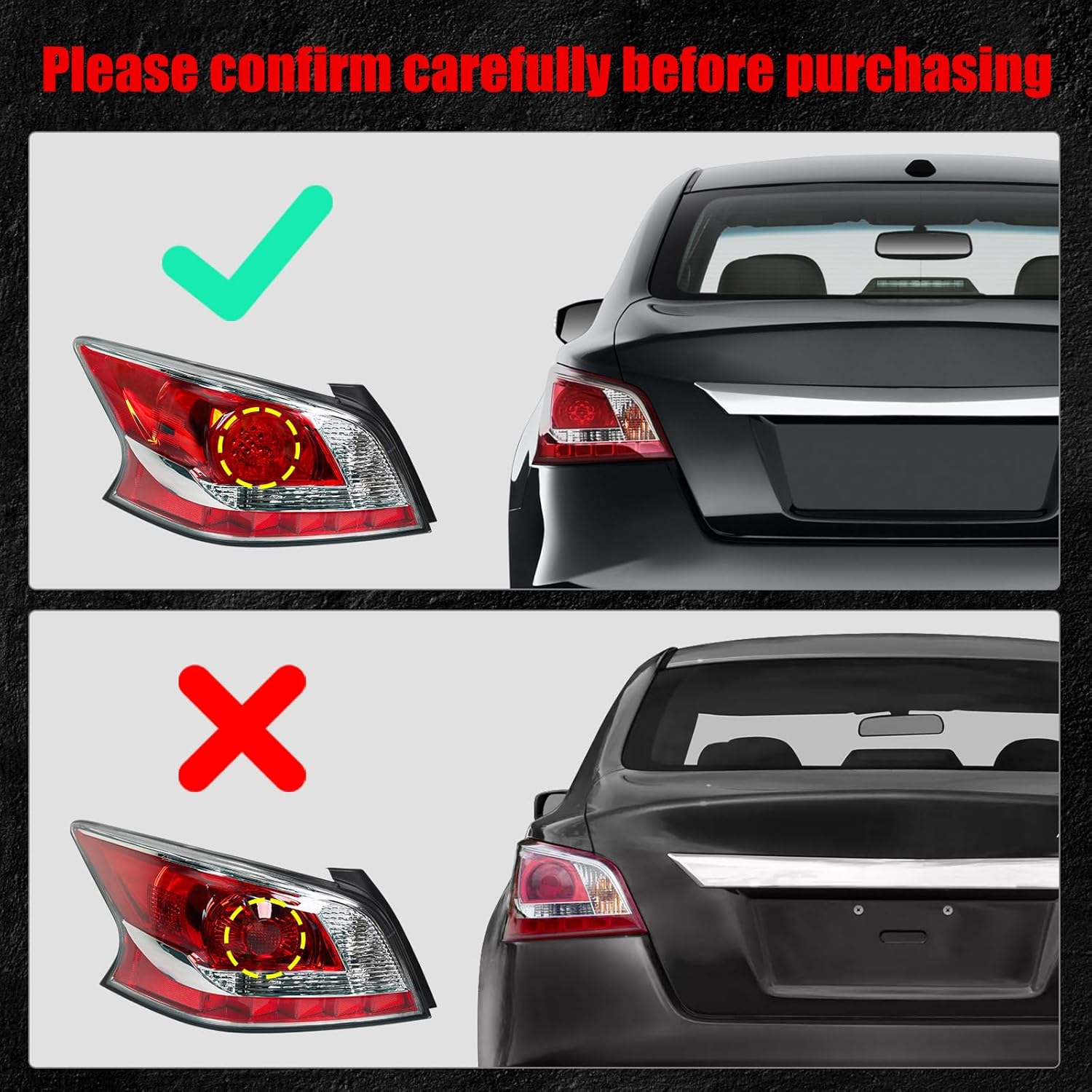 huray left led tail light fit for nissan altima 2013 2014 2015 lh taillight tail lamp rear brake lamp assembly replacement accessory replacement for ni2800196 (driver side) led style lh(driver side)