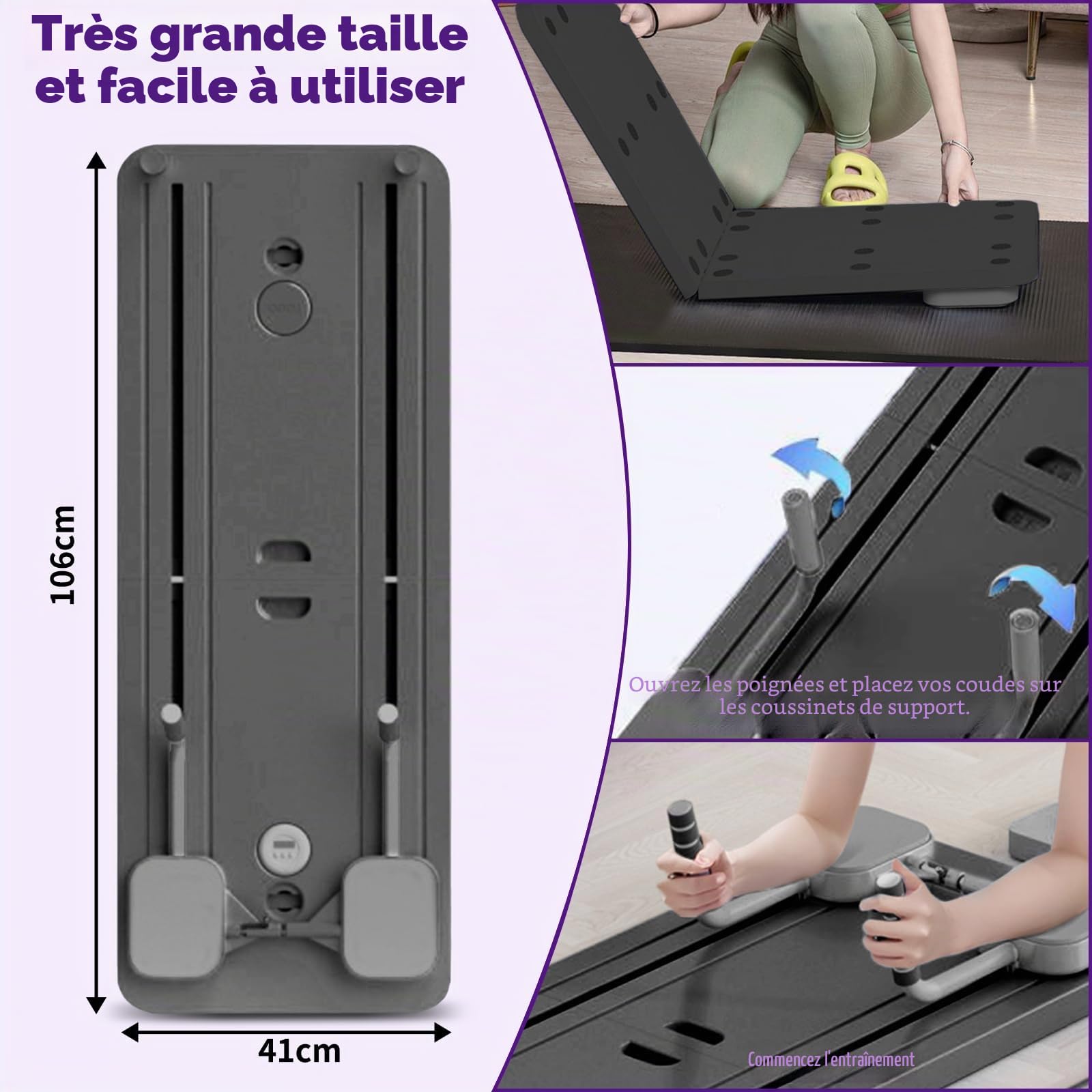5 en 1 Pilates Reformer,Mini Pilates Reformer avec Compteur LED, Planche de Pilate Pliable avec Rebond Automatique,pour Le Fitness,la Perte de Graisse et la Forme du Corps