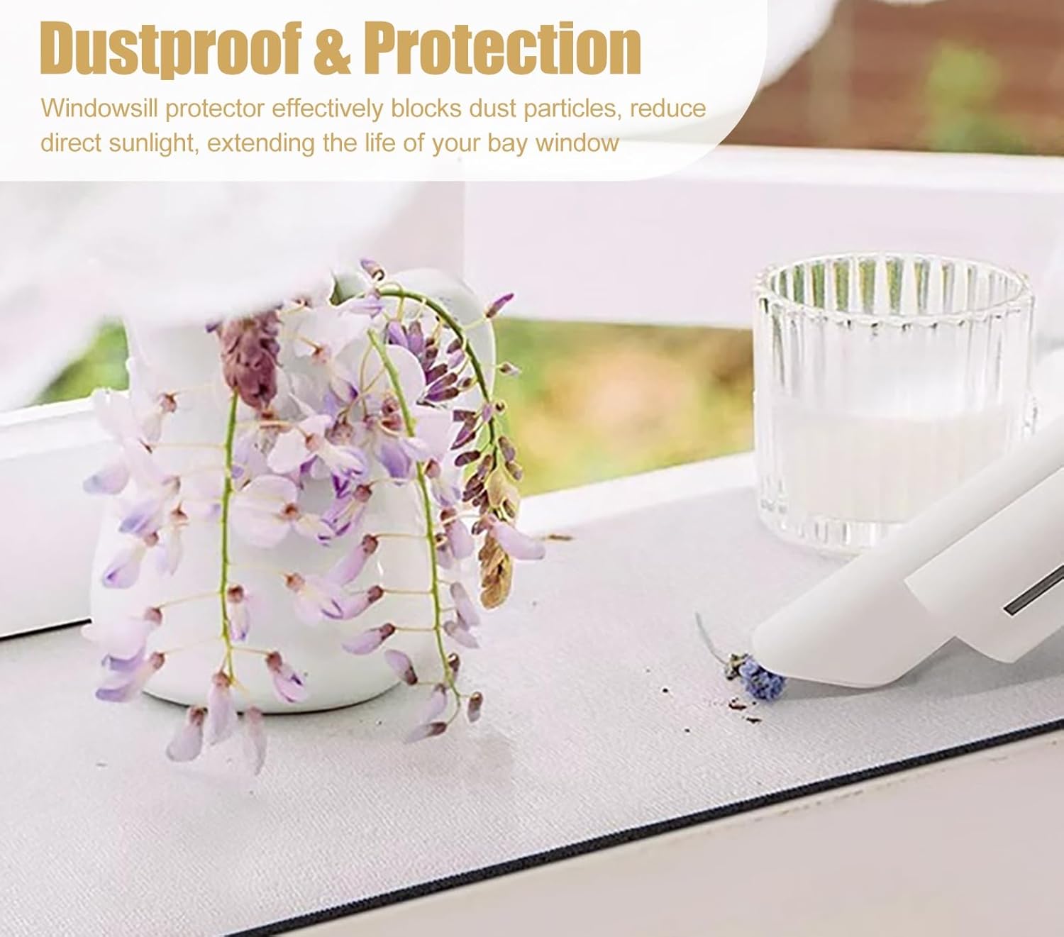 Absorbent Narrow Window Sill Mat, 24 31 35 39 59 71 79 98 in Long Customizable Windowsill Protector, Cuttable Balcony Protection Cushion(Gray,L100x15cm(39x6"))