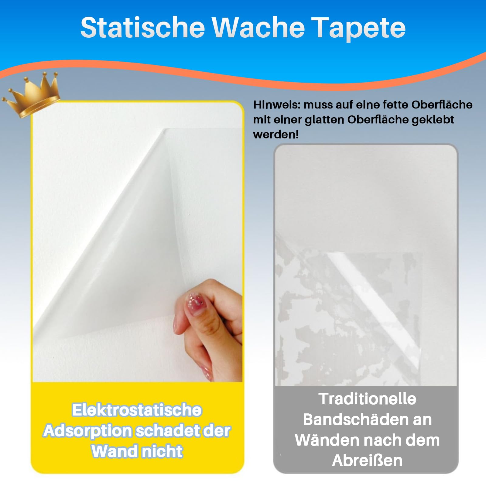 Wandschutzfolie Elektrostatisch, 40 x 500cm Transparent Selbstklebende Folie, Spritzschutz Wand Schutzfolie für Wände, Küche, Möbel, Büro, Schule - 4