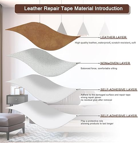 Miniatura 20 de Cinta de parche de reparación de cuero para sofá, sofá autoadhesivo grande, asiento de automóvil, silla de oficina, muebles de cuero, kit de parches