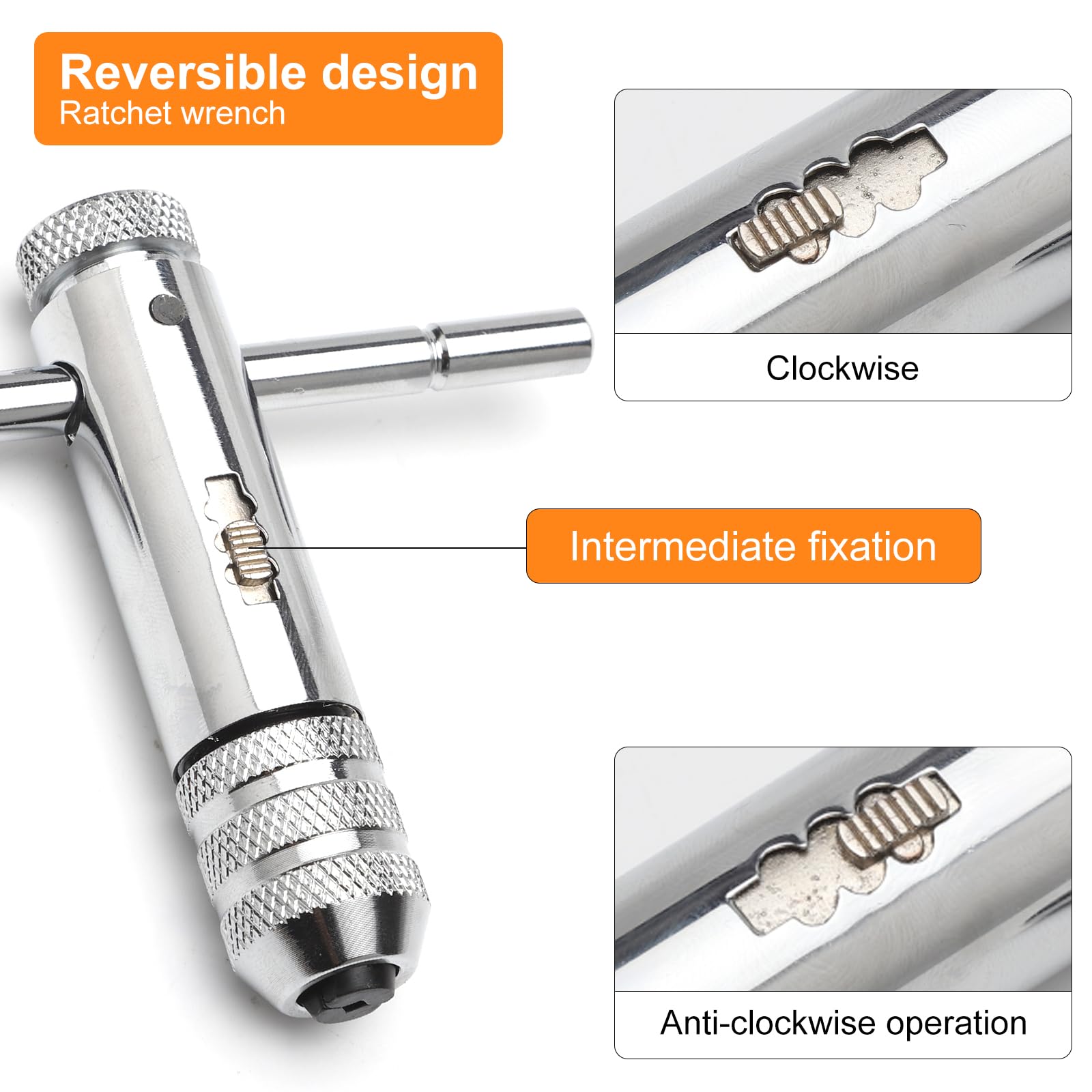 Clé à Tarauder Réglable En T - 2 Pièces Pour Tarauds M3-M8 Et M5-M12 - Acier Allié, Cliquet