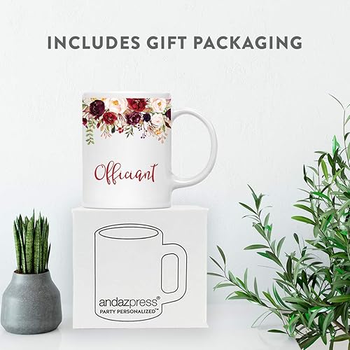 Miniatura 4 de Andaz Press Taza de té de café de cerámica para boda, 11 onzas, otoño, Marsala, borgoña, flores, rosas, flores, oficial, paquete de 1, incluye caja