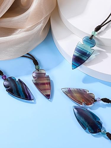 Miniatura 3 de PESOENTH Collar de zorro de cristal para hombres y mujeres, con piedra curativa de fluorita, amuleto de protección de amuleto de la suerte, collar