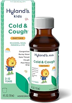 Kids Cold and Cough, Daytime Cough Syrup Medicine for Kids Ages 2 and up, Decongestant, Sore Throat Relief, Natural Treatment for Common Cold Symptoms, 4 Fl Oz