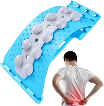 4 Level Adjustable Back Stretcher Device, Adjustable Lumbar Board, Manual Massager for Spinal Correction & Muscle Relief, Ergonomic Lumbar Support Stretcher for Shoulder Nerve Relaxation