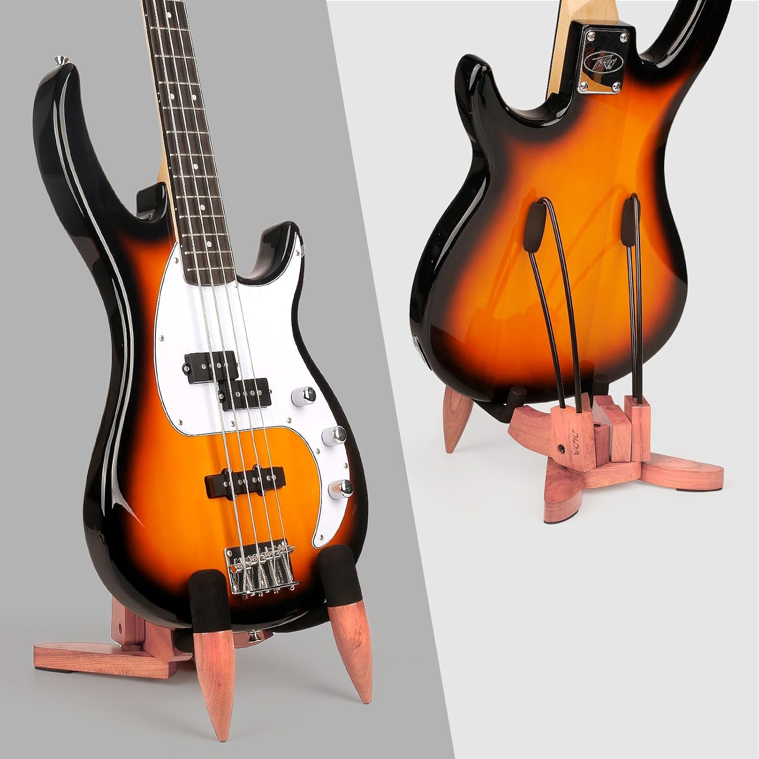 Guitar Stand Series, Guitar Stand Floor for Acoustic Guitar, Electric Guitar, Bass Guitar, Ukulele, Mandolin and Violin, Compact and Portable Storage, Travel Stand, Home, Studio, or Concert Use (Rose Wood, Electric Guitar/Bass)