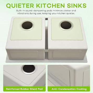 Kitsitchen RV Ktichen Sink,16 Gauge 304S Stainless Steel Undermount Kitchen Sink with Strainer & Bottom Gird, 27 x 16 x 7 Double Bowl Kitchen Sinks Used at RV, Outdoor,Bathroom and Trailer