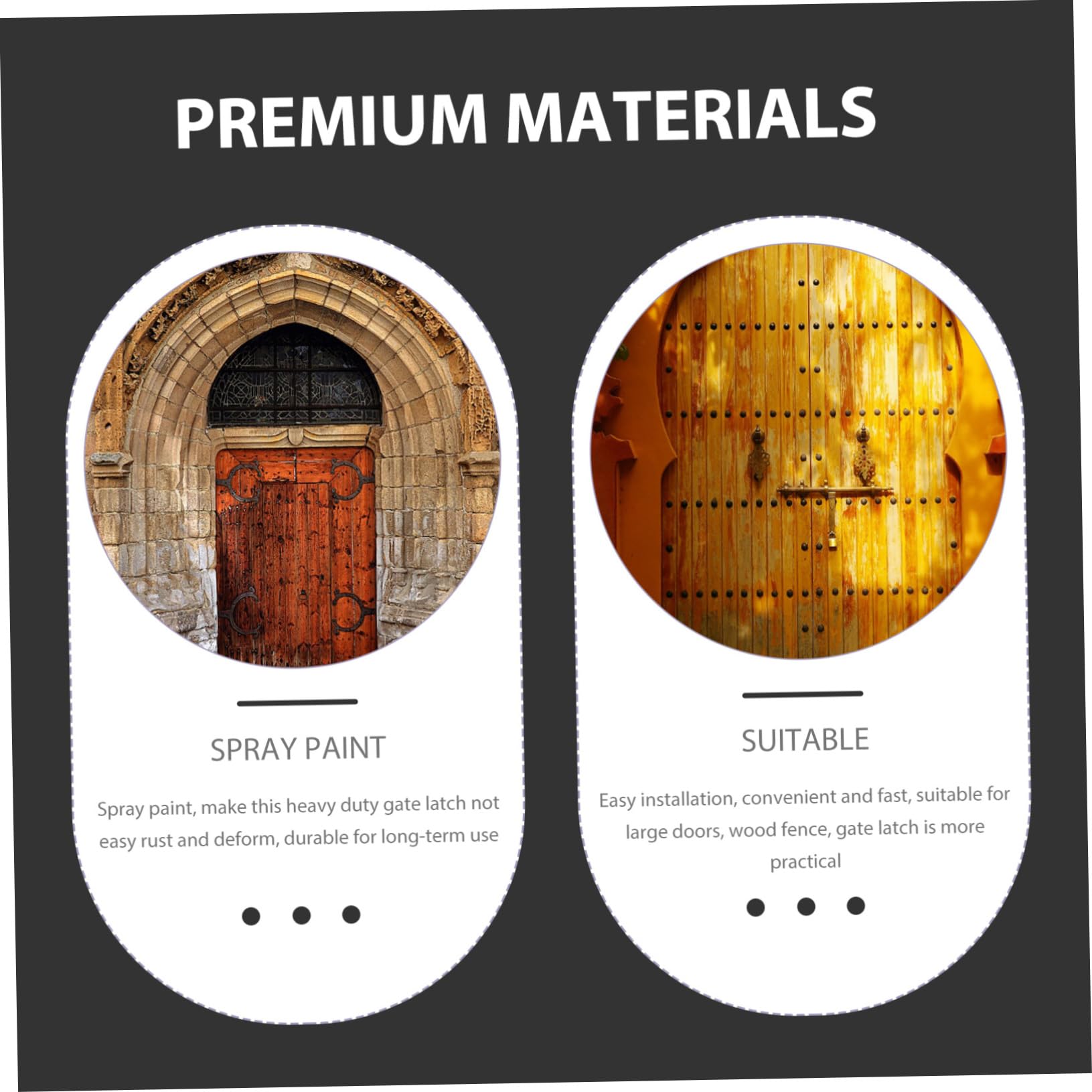Pestillo de Puerta de Hierro Negro para Grandes Puertas y Portones