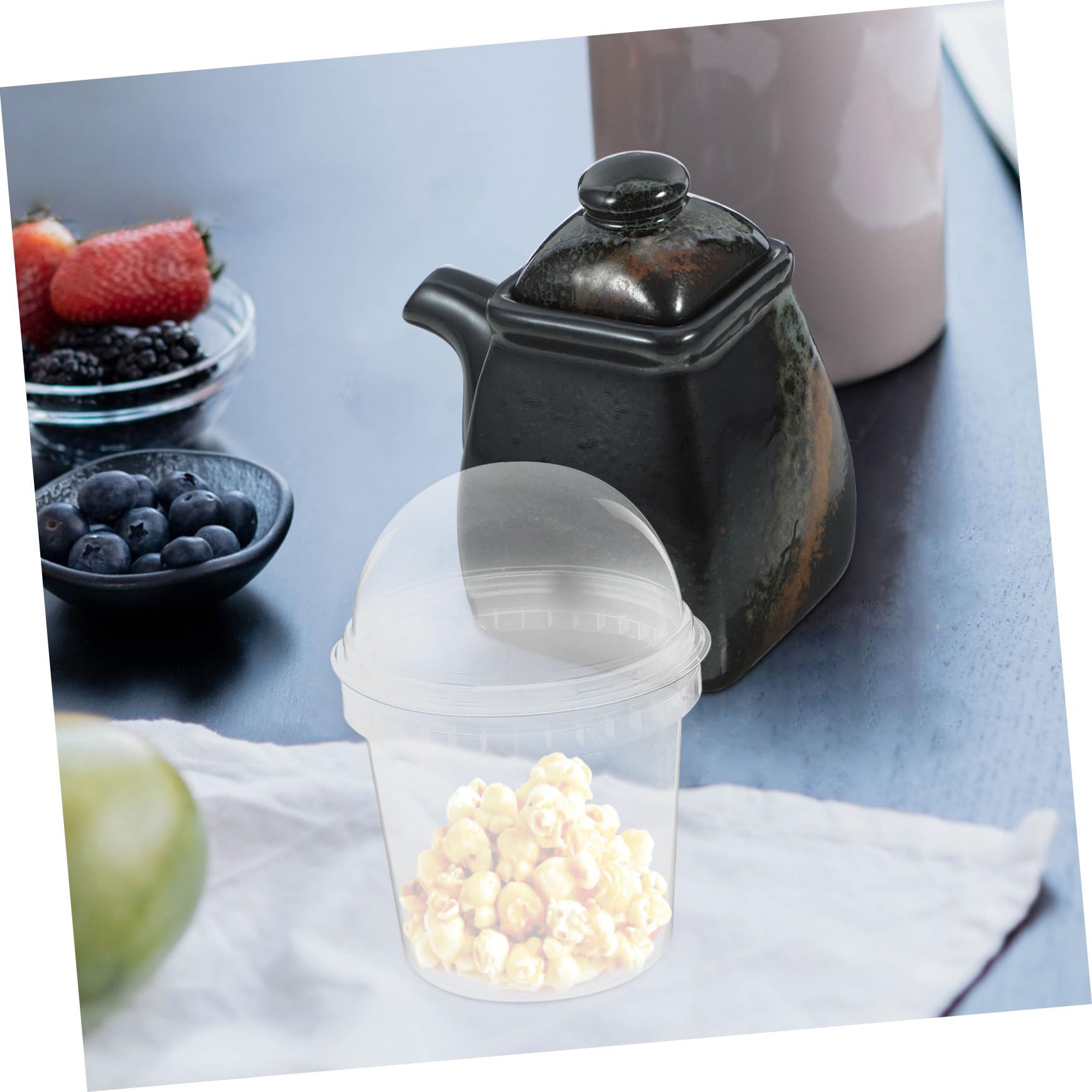 SOLUSTRE 6pcs Transparent Popcorn Bucket with Lid Snack Container for Popcorn Candy and Biscuits Practical Food Storage for Parties and Festivals