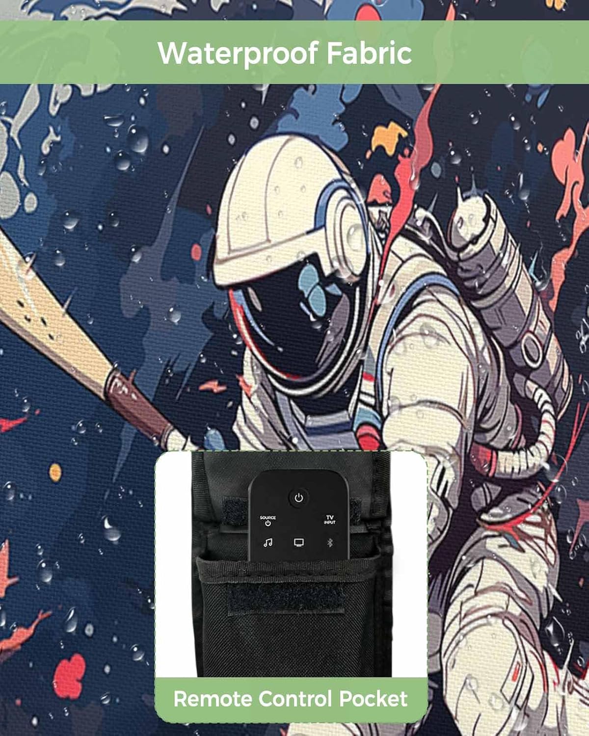 Outdoor TV Cover Sports Astronaut Baseballs Art Pattern Waterproof and Weatherproof 30"-32" LCD Movable Shield TV Display Screen Protector Outside Television Covers