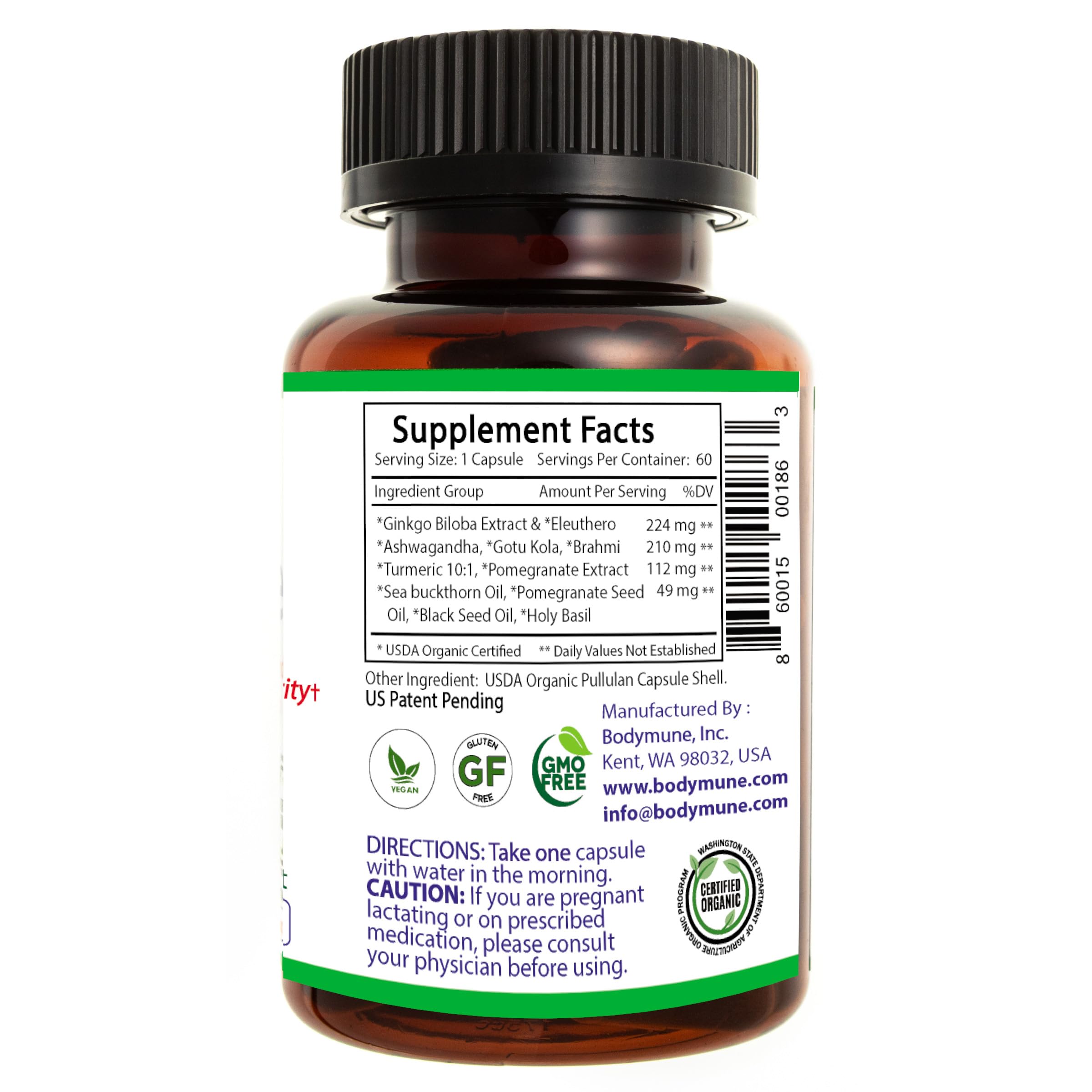 Bodymune Brain Health Formula Organic Nootropic & Memory Support Supplement — Amazon image 3
