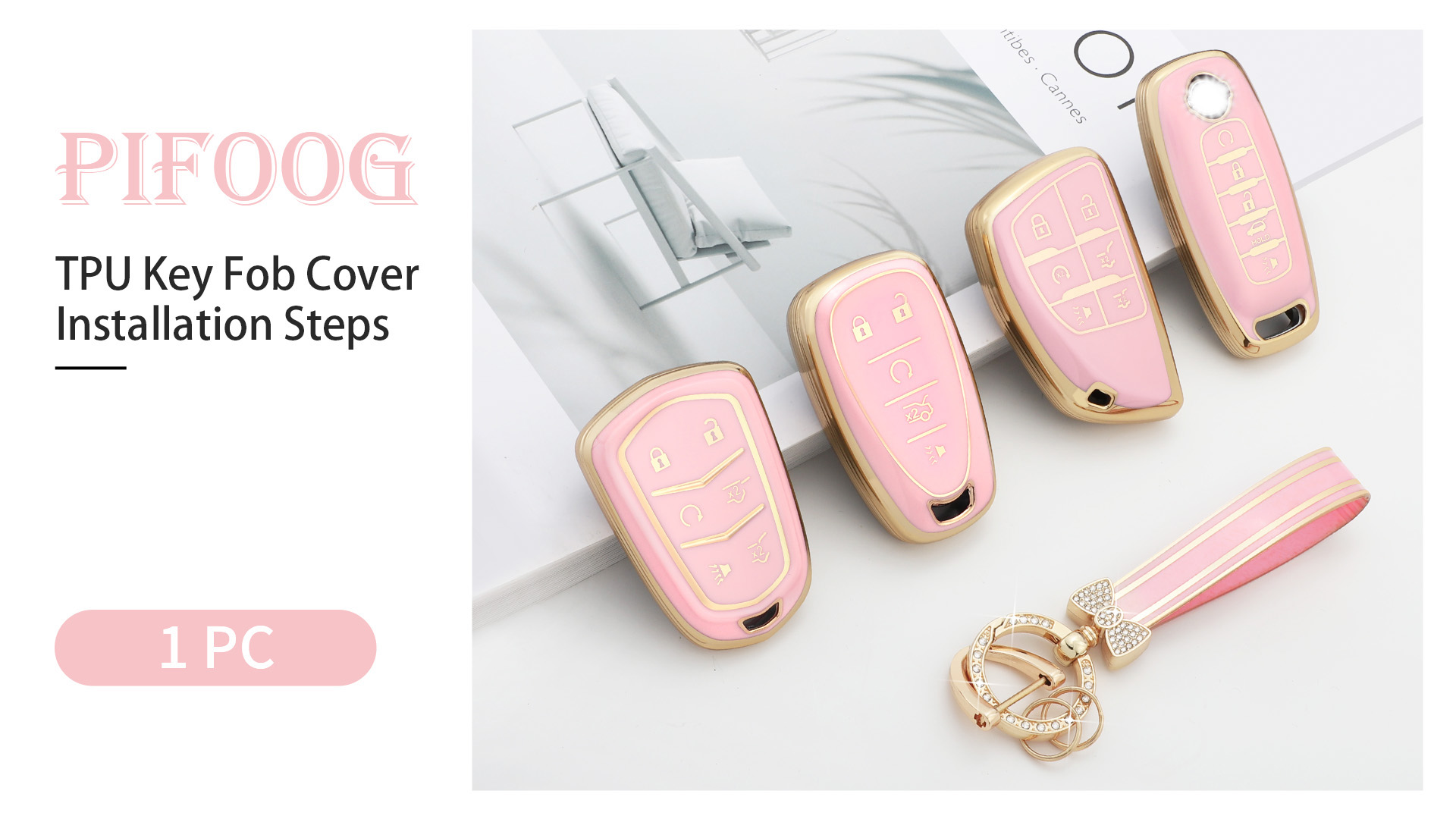 Amazon.com: PIFOOG Key Fob Cover for Mercedes Benz Pink Gold Bling