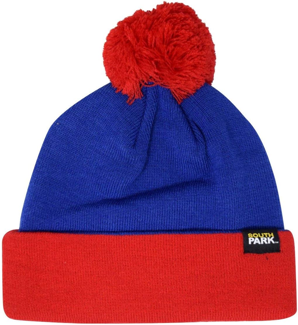 South Park Officially Licensed Stan Marsh Cosplay Knit Pom Beanie Hat - Blue/Red - Officially Licensed