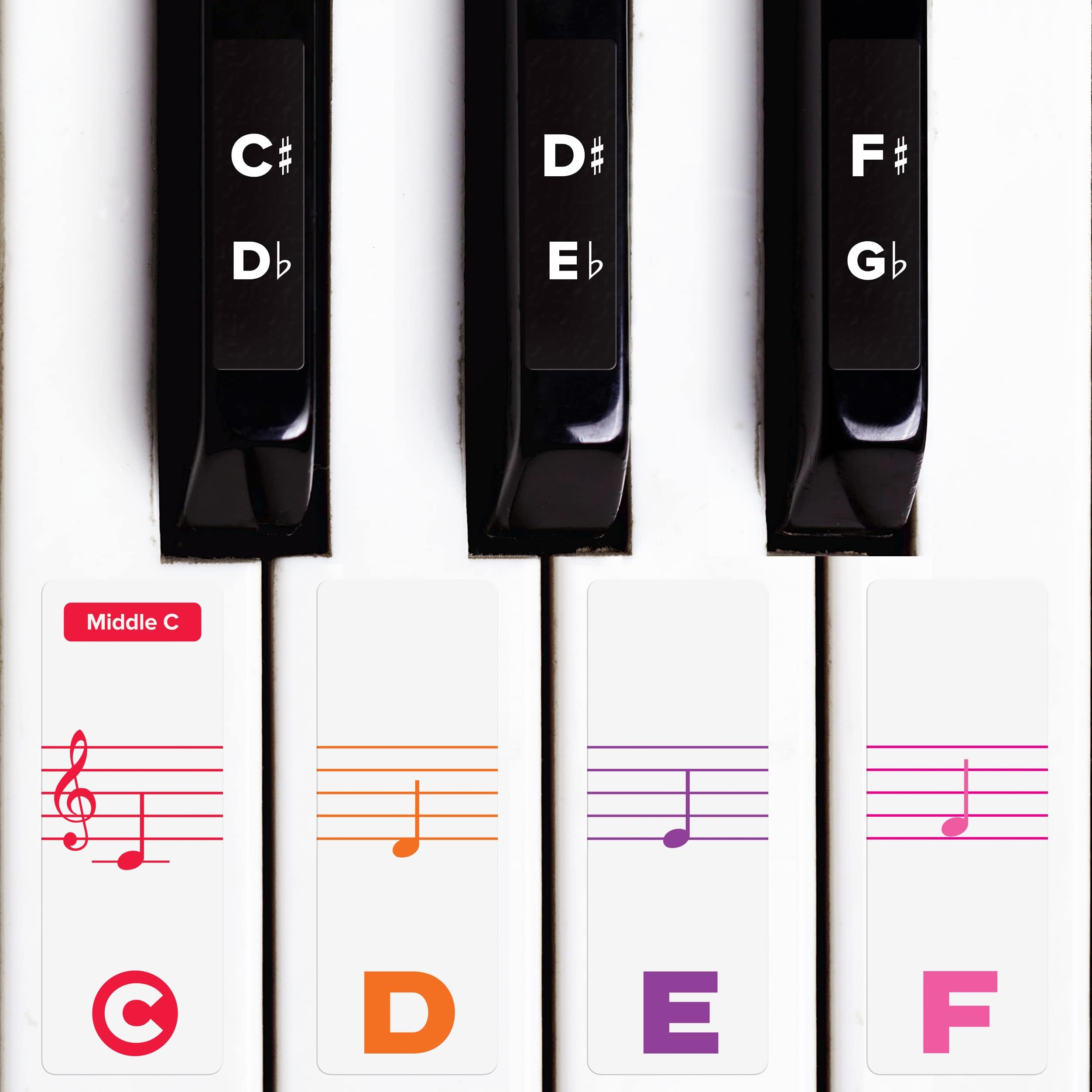 Piano Stickers for Keys – Removable w/Double Layer Coating for 49/61 / 76/88 Keyboards