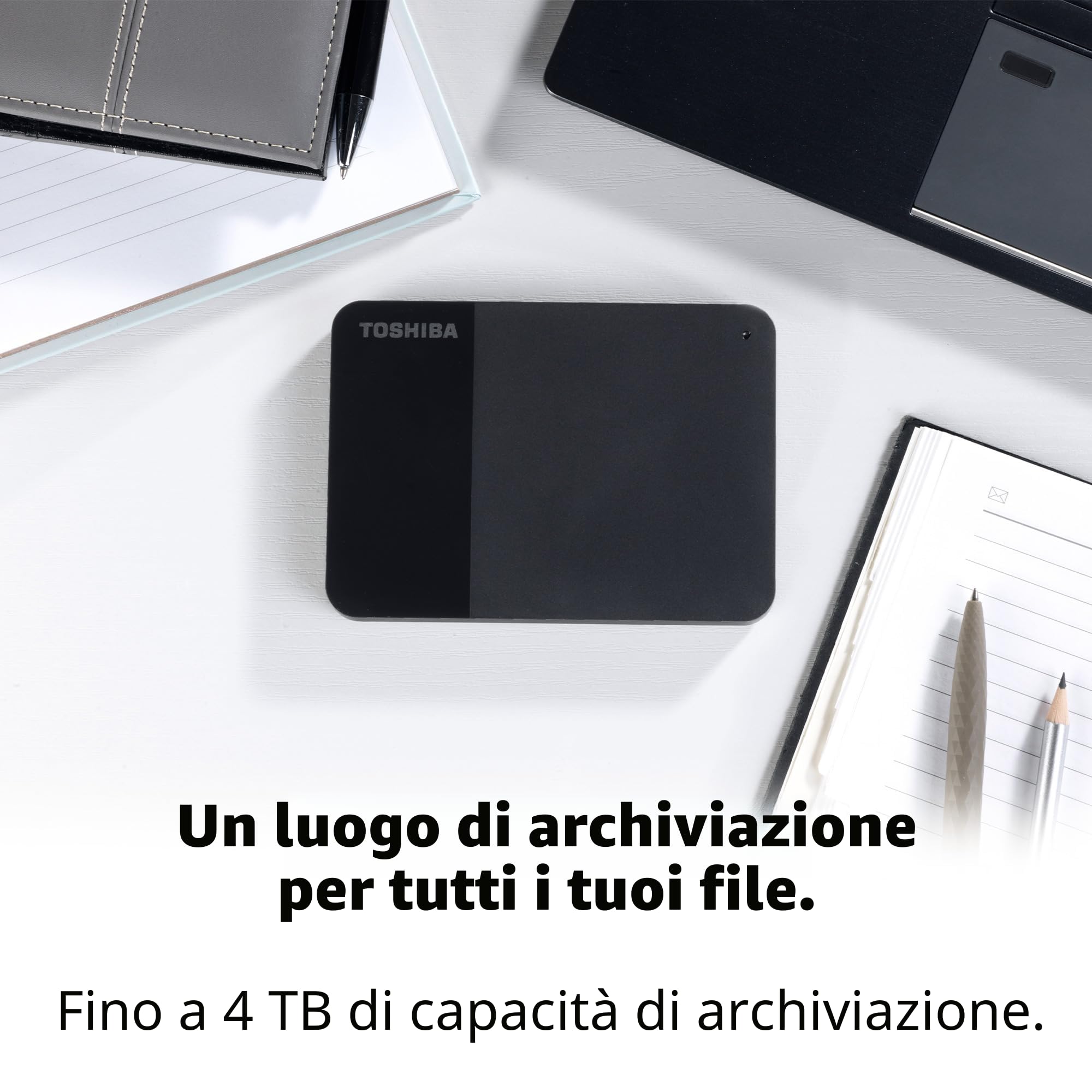 Toshiba Canvio Ready da 1 TB - Disco rigido esterno portatile da 2,5 pollici con USB 3.2 Gen 1 ad alta velocità, compatibile con Microsoft Windows 8.1, 10, 11 e macOS, nero (HDTB410EK3AA)