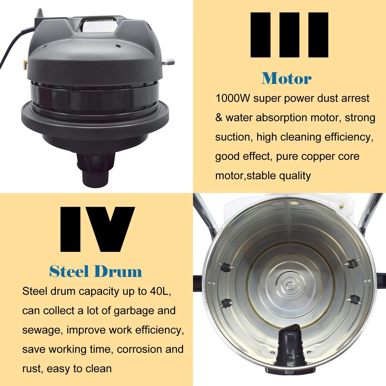 Vaporizador Profesional 3 En 1 para Alfombras, Limpiador Profundo Comercial para Hoteles Y Oficinas, Extractor De Pulverización En Seco Y Húmedo - 40 L,60L