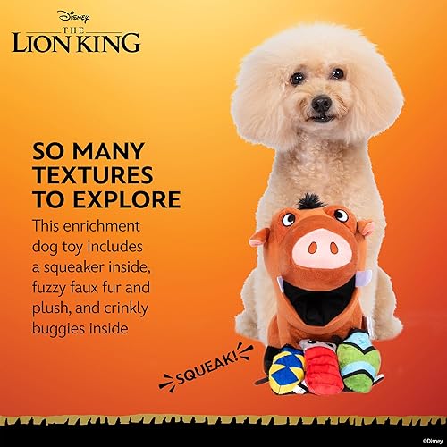 Miniatura 3 de Disney Pumbaa - Juguete para perros con mini peluches extraíbles de 9 pulgadas, juguete de peluche para perros inspirado en Pumbaa del Rey León con