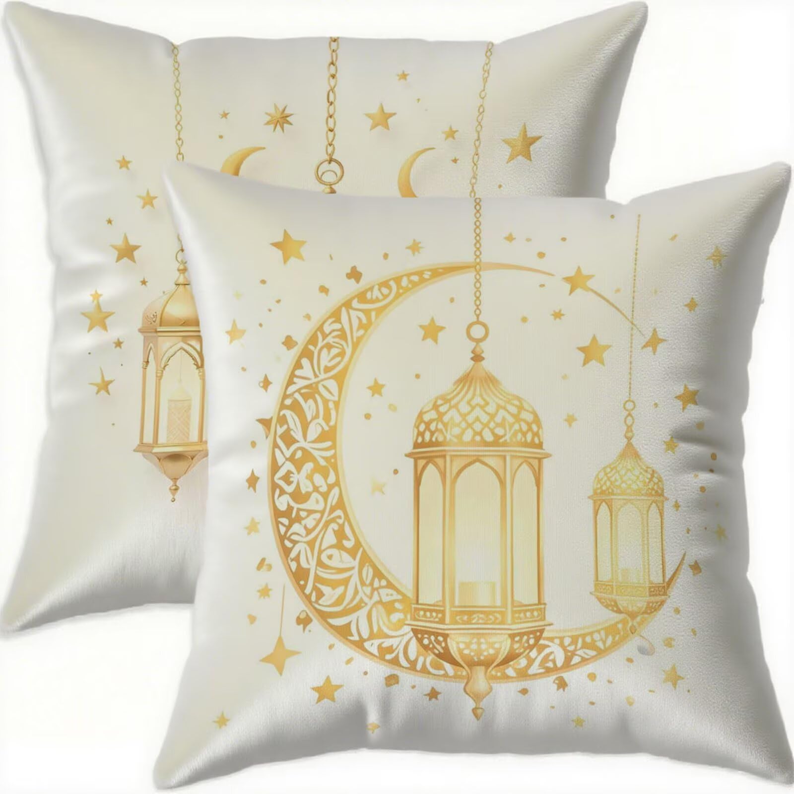 Housse de coussin 60x60cm imperméable double face en velours doré avec zip invisible