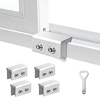 PINGXNG 4-Pack Aluminum Sliding Window Locks with Key - Child-Proof Security Stops for Vertical Horizontal Windows & Doors (Silver Medium)