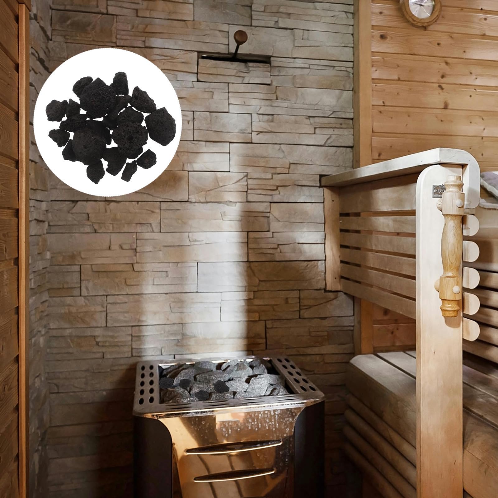 Toyvian Piedras Volcánicas para Sauna de Vapor 1kg Rápida Transferencia de Calor y Retención Térmica para Mantenimiento de Sauna Profesional