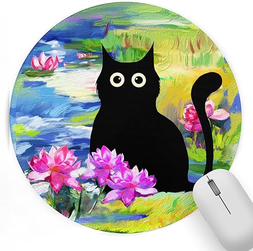 Alfombrilla de mouse redonda, divertida alfombrilla de mouse pequeña con base de goma antideslizante, alfombrilla de mouse con borde cosido para