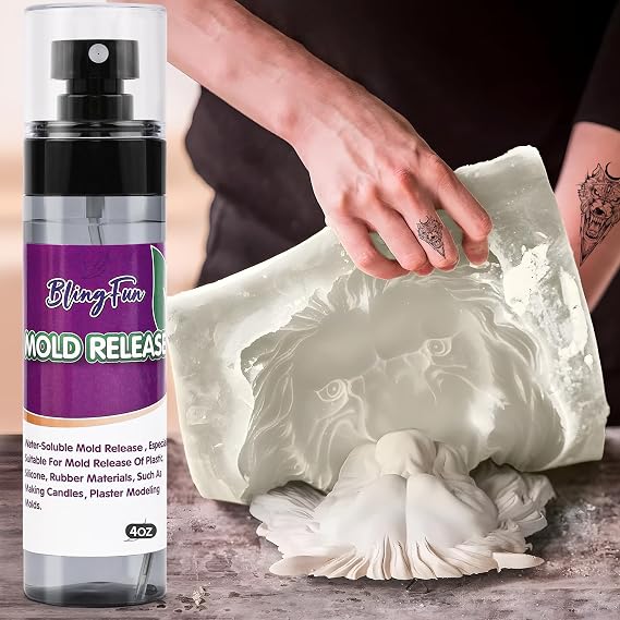 Silicone Oil Mold Releaser, 4Oz Molds Release Spray for Candle Making and Epoxy Resin, Fast-Drying Silicone Oil Releaser, Non-Stick Professional Molds Release Agent, Promotes Mold Longevity