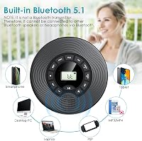 KOVCDVI Hordozható CD Lejátszó Bluetooth Funkcióval 1500 mAh Akkumulátor Hangszóróval USB AUX Lejátszás LCD Kijelző A-B Ismétlés 2