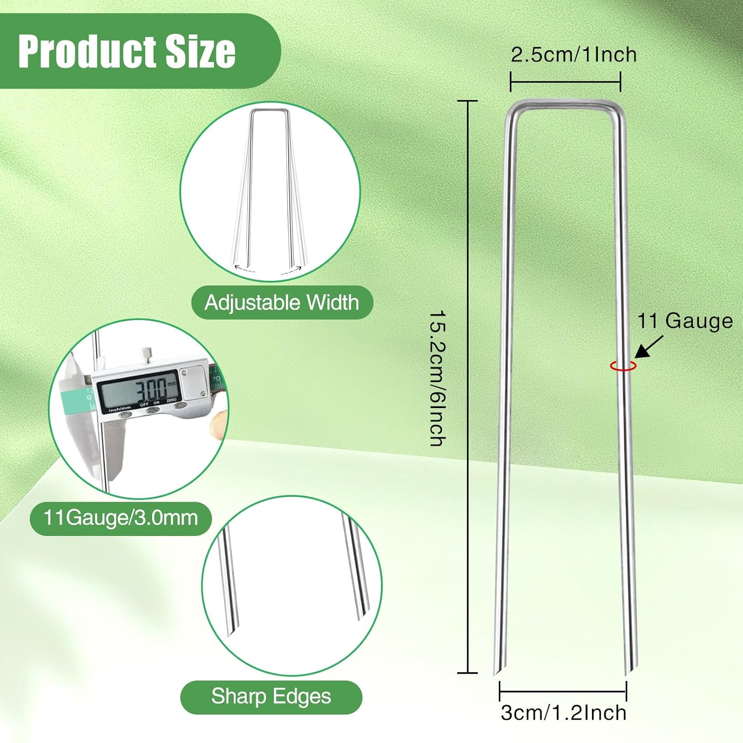 500 Pack Landscape Staples 6 Inch, 11 Gauge Galvanized Steel Garden Stakes, U-Shaped Landscape Pins, Heavy Duty Garden Ground Stakes for Securing Weed Fabric Landscaping Fabric