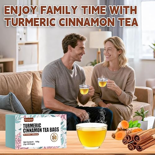 Miniatura 5 de Bolsas de té orgánicas de cúrcuma, jengibre y canela, 50 bolsitas de té, 0.11 onzas por bolsa, hechas con cúrcuma y canela 100% naturales. Sin