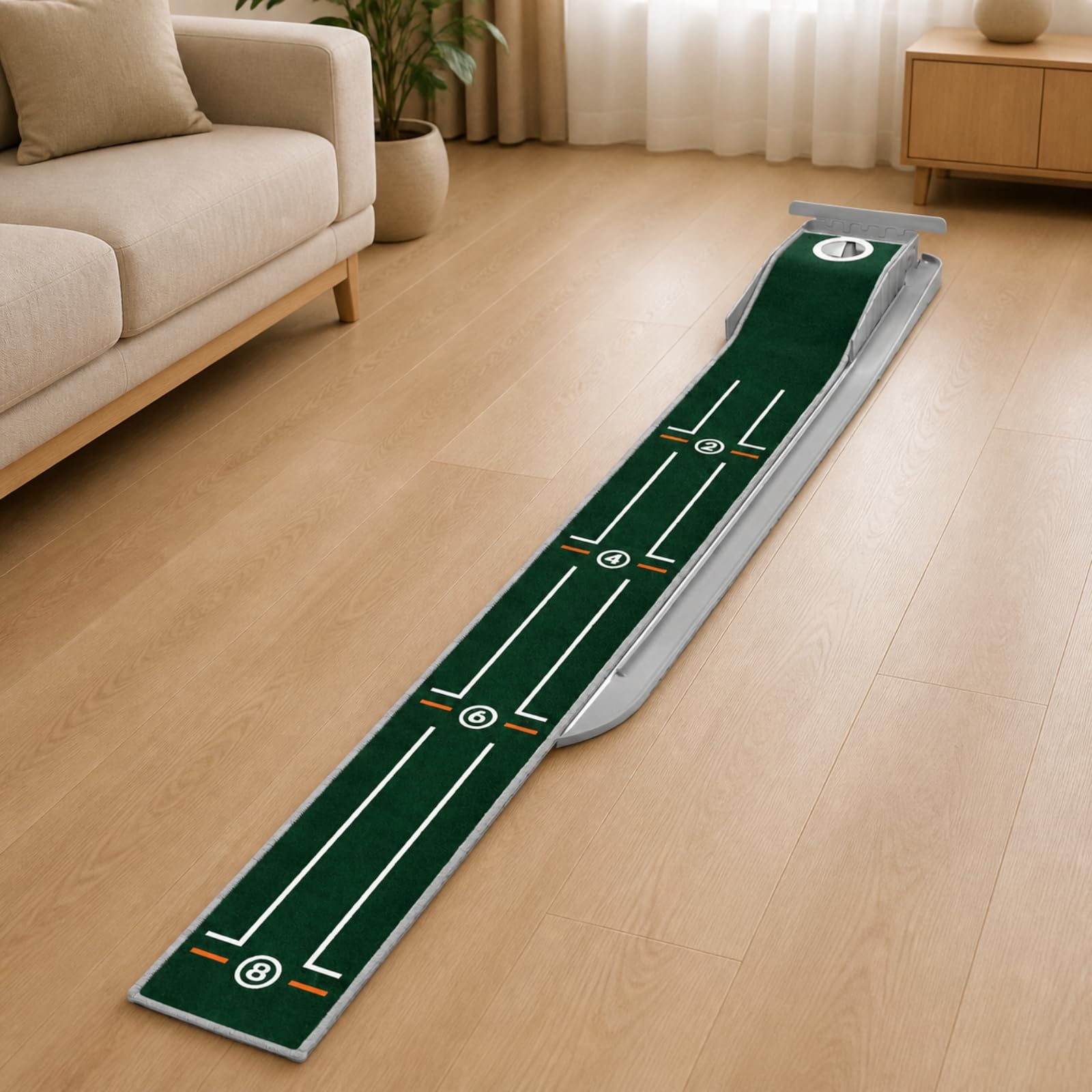 rockible Tappeto da Putting con Apertura e Paratia di Compatto Tappeto da Putting con Guide di Allineamento Resistente All'ura per Casa