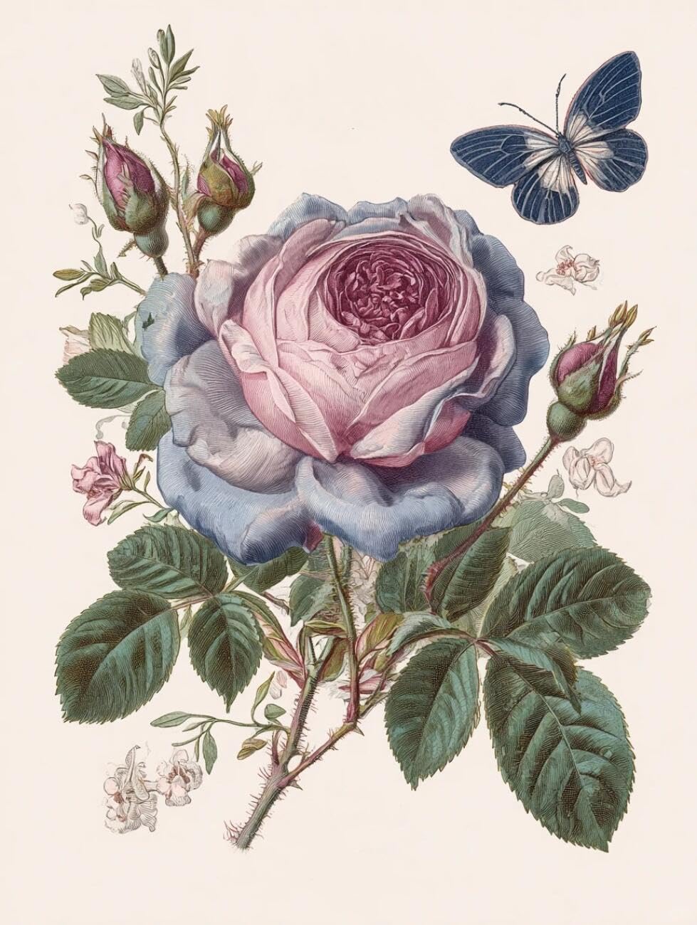 RKFLGEW Flowers 14CT Cross-Stitch Counted Kits Roses and Butterflies Cross Stitch Starter Set for Adults DIY Needlepoint Kits Embroidery Patterns Home Decoration 40x50cm