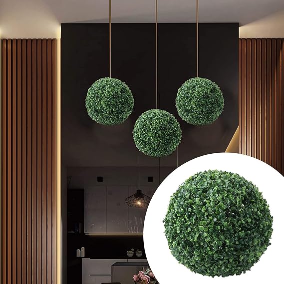 Plastic Artificial Plant Ball 14inch, Round Artificial Plant Balls Wedding Home Decor, Assembly Required Artificial Grass Ball for Backyard, Balcony, Garden, Wedding Decor
