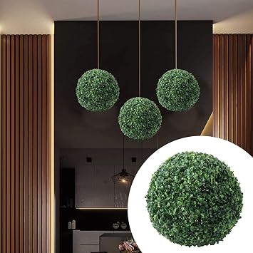 Plastic Artificial Plant Ball 14inch, Round Artificial Plant Balls Wedding Home Decor, Assembly Required Artificial Grass Ball for Backyard, Balcony, Garden, Wedding Decor
