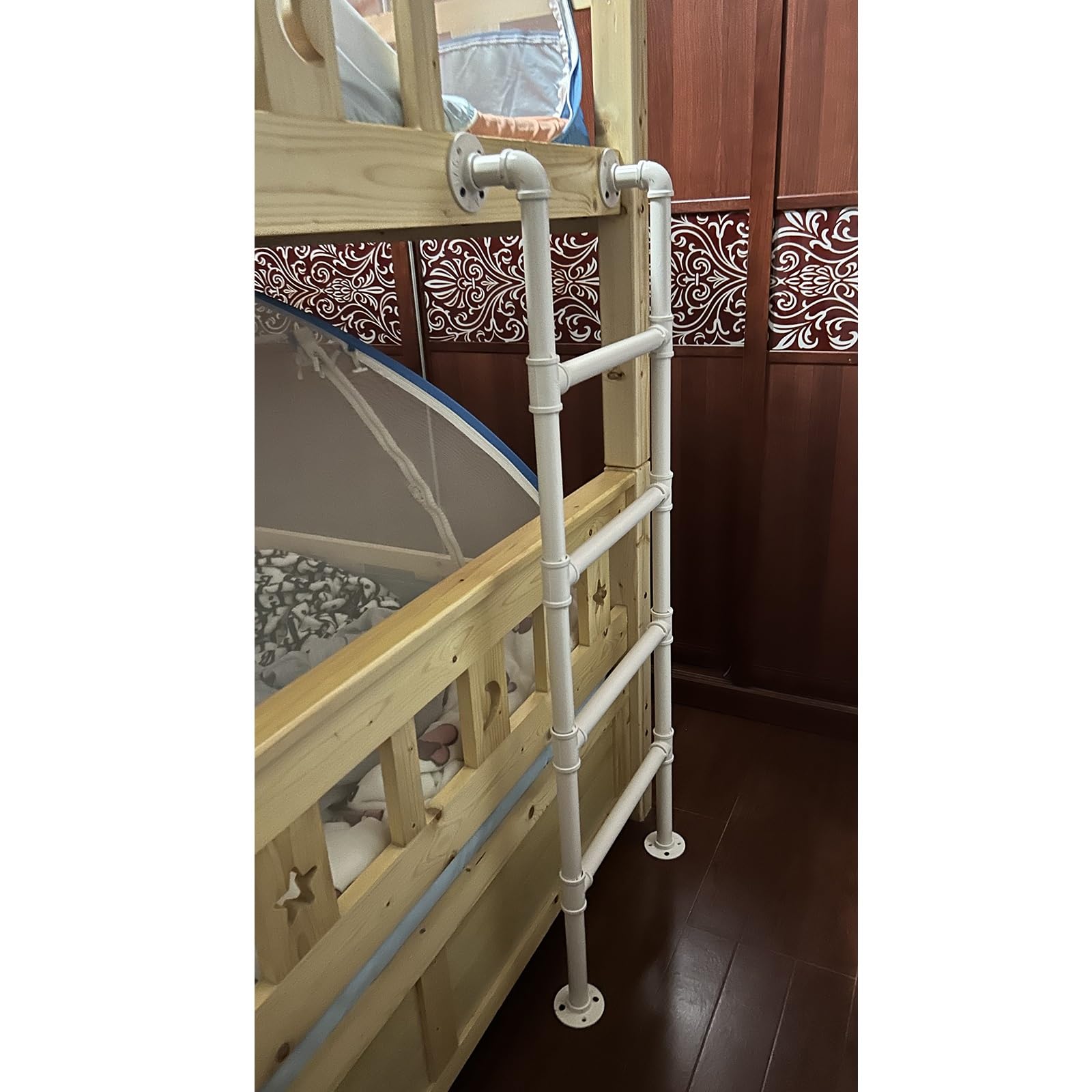 Escalera Para Literas Escalera Extra Alta Para Techo Exterior/ Loft Interior/ Casas De 2 Pisos, 100cm - 250cm Escaleras De Cama Alta/ Sótano Escaleras De Incendios Con Peldaños De Tubo De Hierro(White