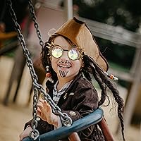 Vista 28 de Gafas de caleidoscopio retro con pinchos, gafas de cristal arcoíris steampunk estilo soldadura, gafas de cosplay punk