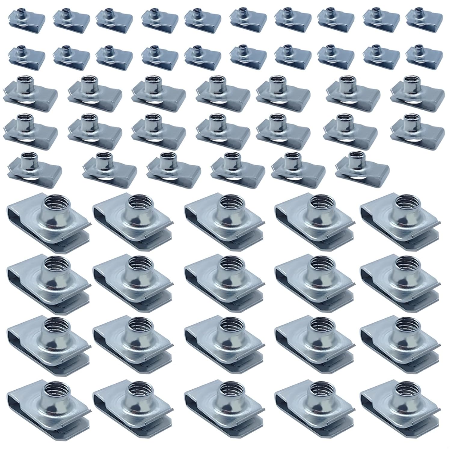 M6, M8, M10 Stainless Steel U-Clip Nut Set, 60 Pcs Spring Fasteners for Sheet Metal Mounting