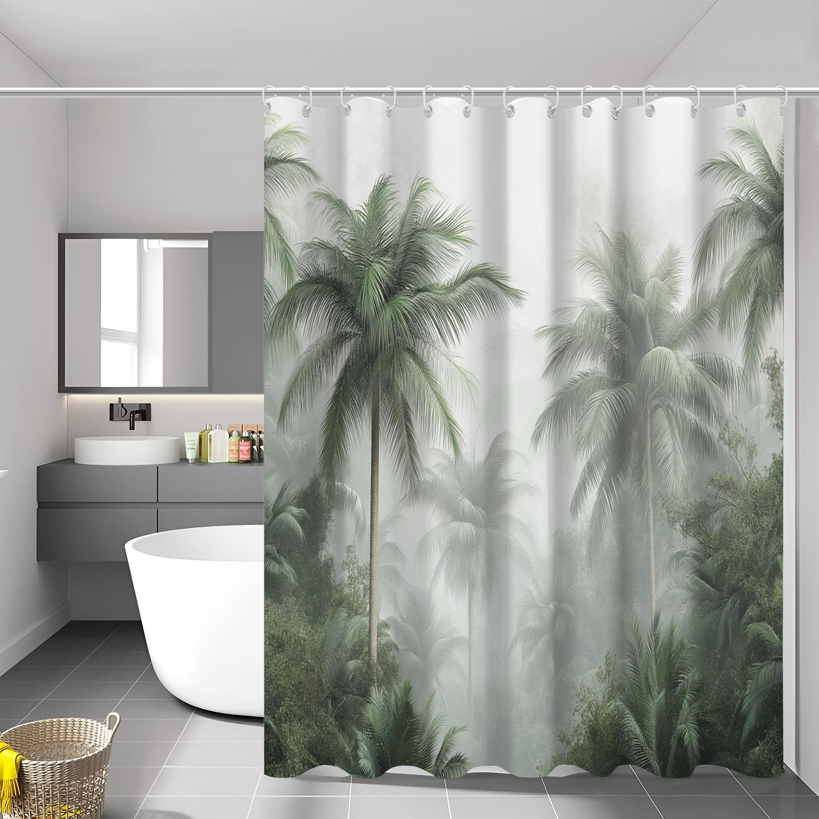 Rideau douche 150 x 180 brume paysage rideaux baignoire jungle polyester